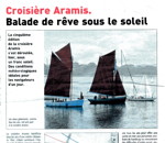 Le Télégramme du 16 septembre 2012 : Croisière Aramis, balade de rêve sous le soleil